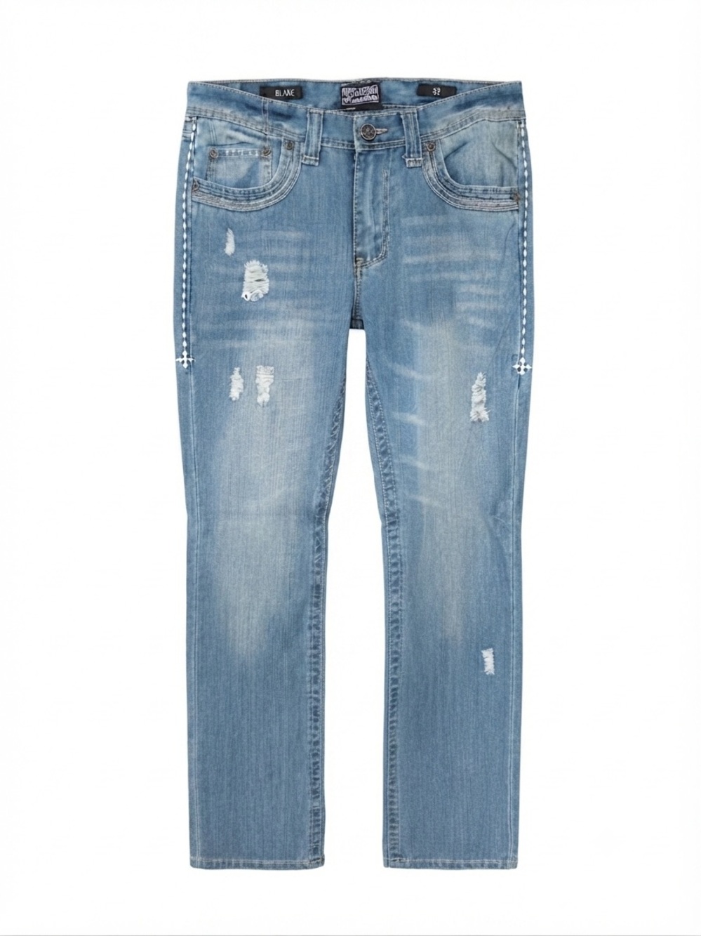 Affliction men’s Blake relaxed straight fit boot cut Distressed Men’s Jeans